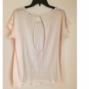 Lace trim top with open back